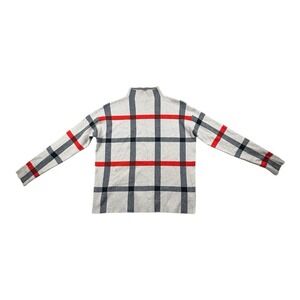 Tahari Mock Neck‎ Checkered Sweater Beige Gray Red Women's Medium